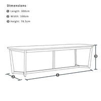 Kingscliff 3m Rectangle Indoor Timber Dining Table