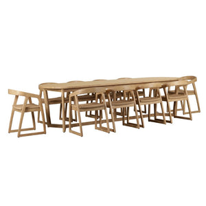 Kingscliff 10 Seater Rectangle Indoor Timber Dining Table and Chairs Setting