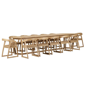 Kingscliff 12 Seater Rectangle Indoor Timber Dining Table and Chairs Setting