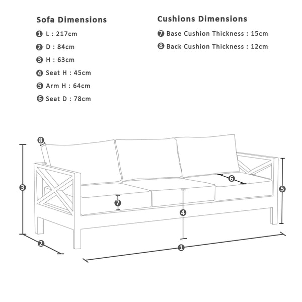 Bronte 3+1+1 Outdoor Aluminium Lounge Setting with Coffee Table