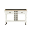Leura Belle Kitchen Island Bench in Brushed White with Natural Timber Top