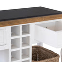 Leura Belle Kitchen Island Bench in Brushed White with Natural Timber Top