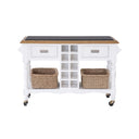 Leura Belle Kitchen Island Bench in Brushed White with Natural Timber Top