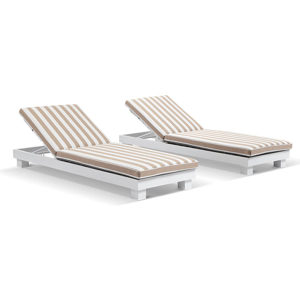 Santorini Aluminium Sun Lounge Set in White with Sunbrella® cushions