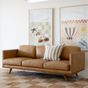Manly Italian Leather Couch Indoor 3 Seater Tan Lounge Sofa