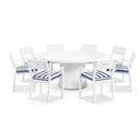 Narrabeen Outdoor 1.6m Round Ceramic Dining Table with 8 Santorini Chairs