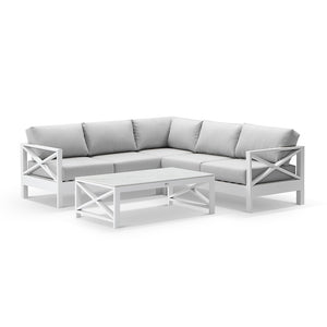 Kansas Package B - Outdoor Aluminium Corner Modular Lounge Set with Arm Chair and Coffee Table