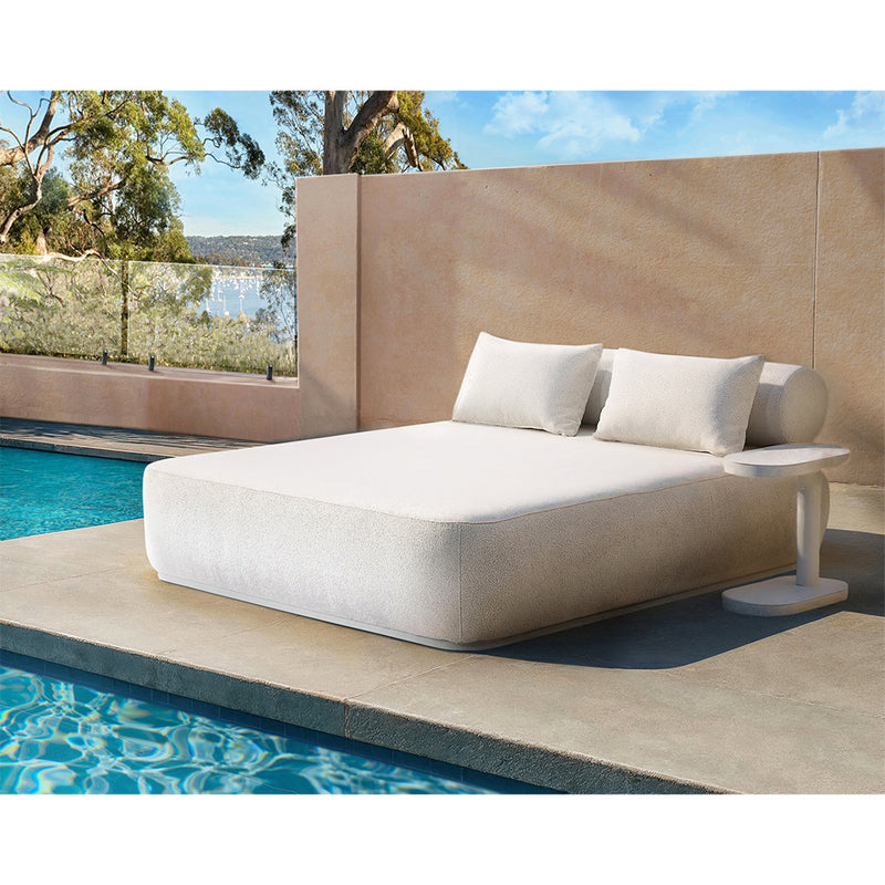 Norfolk Outdoor Aluminium Double Sun Lounge Daybed with Side Table