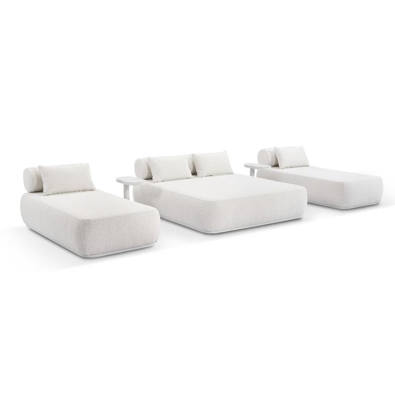 Norfolk Outdoor Aluminium Double and Single Sun Lounge Set with Side Tables Package