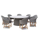 Plantation 8 Outdoor Dining Table with Coastal Wicker Chairs