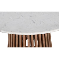 Warriewood Indoor Wooden Round Dining Table with Marble Top