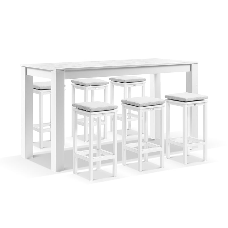 Santorini Outdoor 2m Bar Table with 6 Avoca Bar Stools