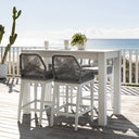 Santorini Outdoor Aluminium 1.5m Bar Table with 4 Hugo Aluminium and Rope Bar Stool