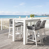 Santorini Outdoor Aluminium 1.5m Bar Table with 4 Hugo Aluminium and Rope Bar Stool