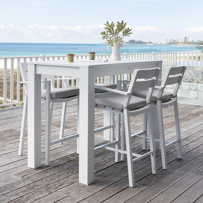 Santorini Outdoor Aluminium 1.5m Bar Table with 4 Bar stools