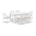 Santorini 1.8m Outdoor Rectangle Aluminium Dining Table With 6 Kansas Chairs in Sunbrella