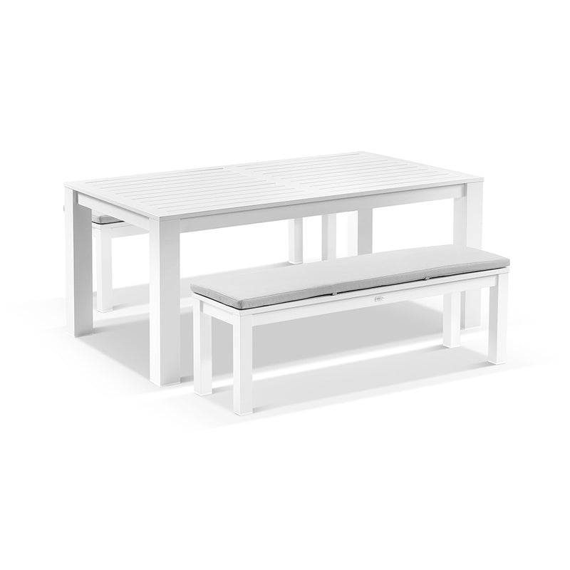 Santorini 1.8m Rectangle Aluminium Dining Table with 2 Bench Seats