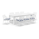 Santorini 2.5m Outdoor Rectangle Aluminium Dining Table with 8 Kansas Chairs