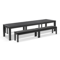 Santorini 3.55m Outdoor Rectangle Aluminium Dining Table With 4 Bench Seats