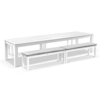 Santorini 3.55m Outdoor Rectangle Aluminium Dining Table With 4 Bench Seats