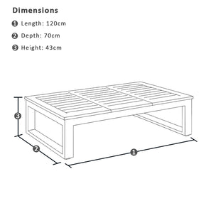 Whitehaven 3+1+1 Outdoor Aluminium Lounge with Sunbrella Cushions with Santorini Coffee Table