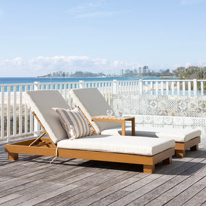 Santorini Aluminium Sun Lounge Set in Teak Look Finish