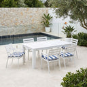 Santorini 1.8m Outdoor Rectangle Aluminium Dining Table With 6 Kansas Chairs