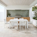Santorini 1.8m Outdoor Rectangle Aluminium Dining Table With 6 Kansas Chairs