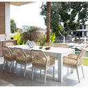 Santorini 2.5m Outdoor Rectangle Aluminium Dining Table with 8 Hugo Rope Chairs