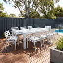 Santorini 2.5m Outdoor Rectangle Aluminium Dining Table with 8 Kansas Chairs