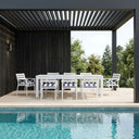 Santorini 2.5m Outdoor Rectangle Aluminium Dining Table with 8 Kansas Chairs