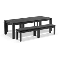 Santorini 2.5m Rectangle Aluminium Dining Table with 4 Bench Seats