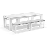 Santorini 2.5m Rectangle Aluminium Dining Table with 4 Bench Seats