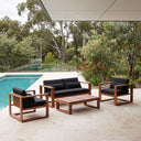 Santorini 2+1+1 Outdoor Aluminium Lounge set with Coffee Table in Teak Timber Look Finish