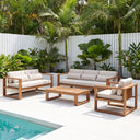 Santorini 3+2+1 with Coffee Table in Teak Timber Look Finish