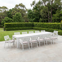 Santorini 3.55m Outdoor Rectangle Aluminium Dining Table With 12 Kansas Chairs In Sunbrella