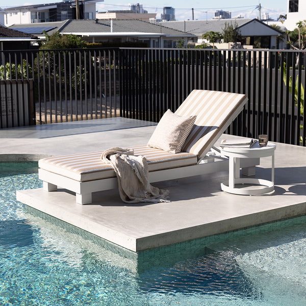 Santorini Aluminium Sun Lounge in White with Sunbrella® cushion