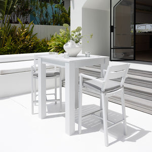 Santorini Outdoor Aluminium Square Bar Table with 2 Bar stools