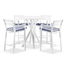 Houston Outdoor 90cm Round Aluminium Bar Table with 4 Santorini Bar Stools