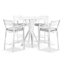 Houston Outdoor 90cm Round Aluminium Bar Table with 4 Santorini Bar Stools