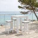 Santorini Outdoor Square Bar Table with 4 Avoca Bar Stools