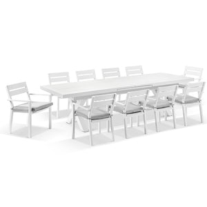 Austin Outdoor 3m - 3.8m Extension Aluminium Table with 12 Santorini Dining Chairs