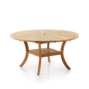 Solomon 1.5m Round Teak Dining Table with 6 Coastal Wicker Chairs