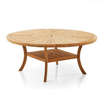 Solomon 1.8m Round Outdoor Teak Timber Dining Table with Kai Wicker Chairs with Lazy Susan