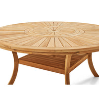 Solomon 1.8m Round Outdoor Teak Timber Dining Table with Kai Wicker Chairs with Lazy Susan