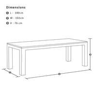 Santorini 1.8m Outdoor Rectangle Aluminium Dining Table