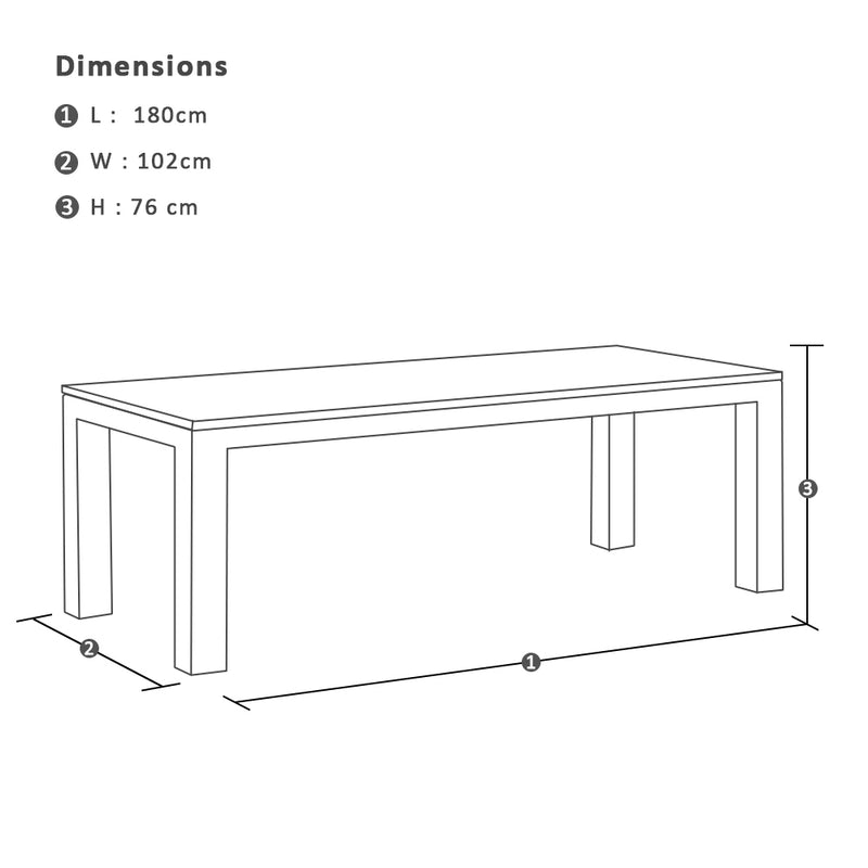 Santorini 1.8m Outdoor Rectangle Aluminium Dining Table