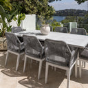 Tahitian 2.1m Aluminium Dining Table with 8 Hugo Dining Chairs