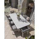 Tahitian 2.1m Aluminium Dining Table with 8 Hugo Dining Chairs