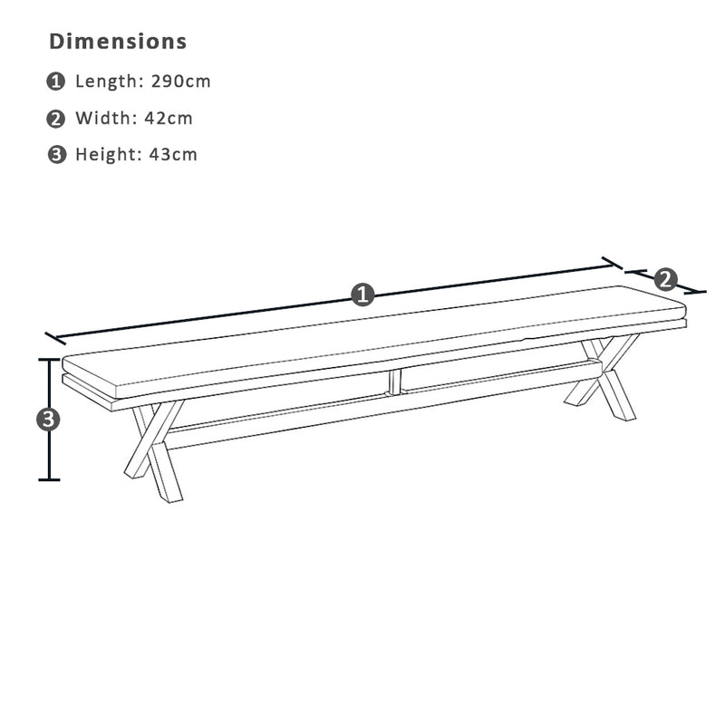 Tahitian 2.9m Outdoor Aluminium Bench Seat